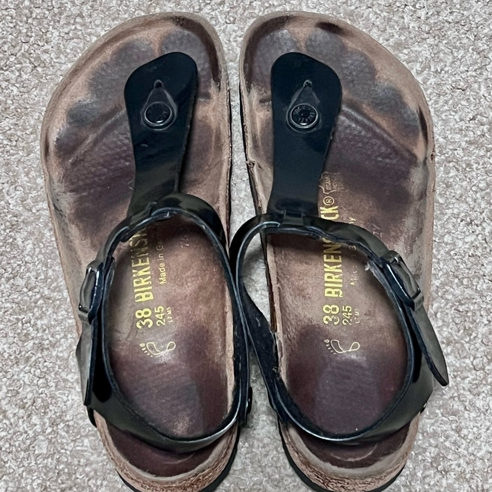 Birkenstock Gizeh Heel Strap Glossy Black Sandals - Picture 3 of 9